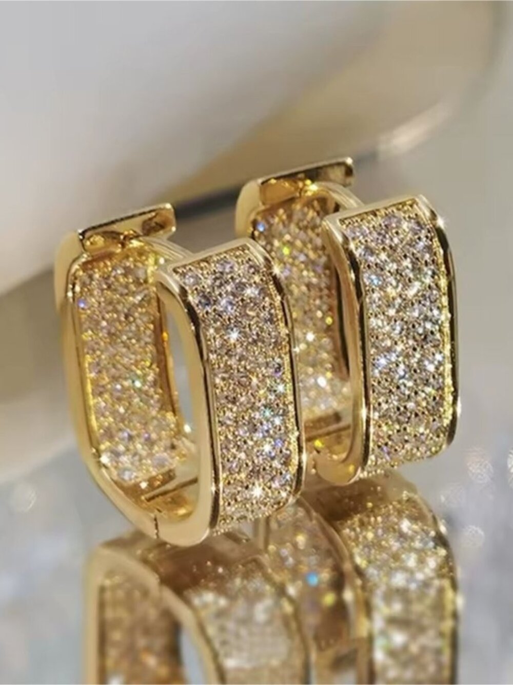 Gold Pave Huggie Hoop Earrings